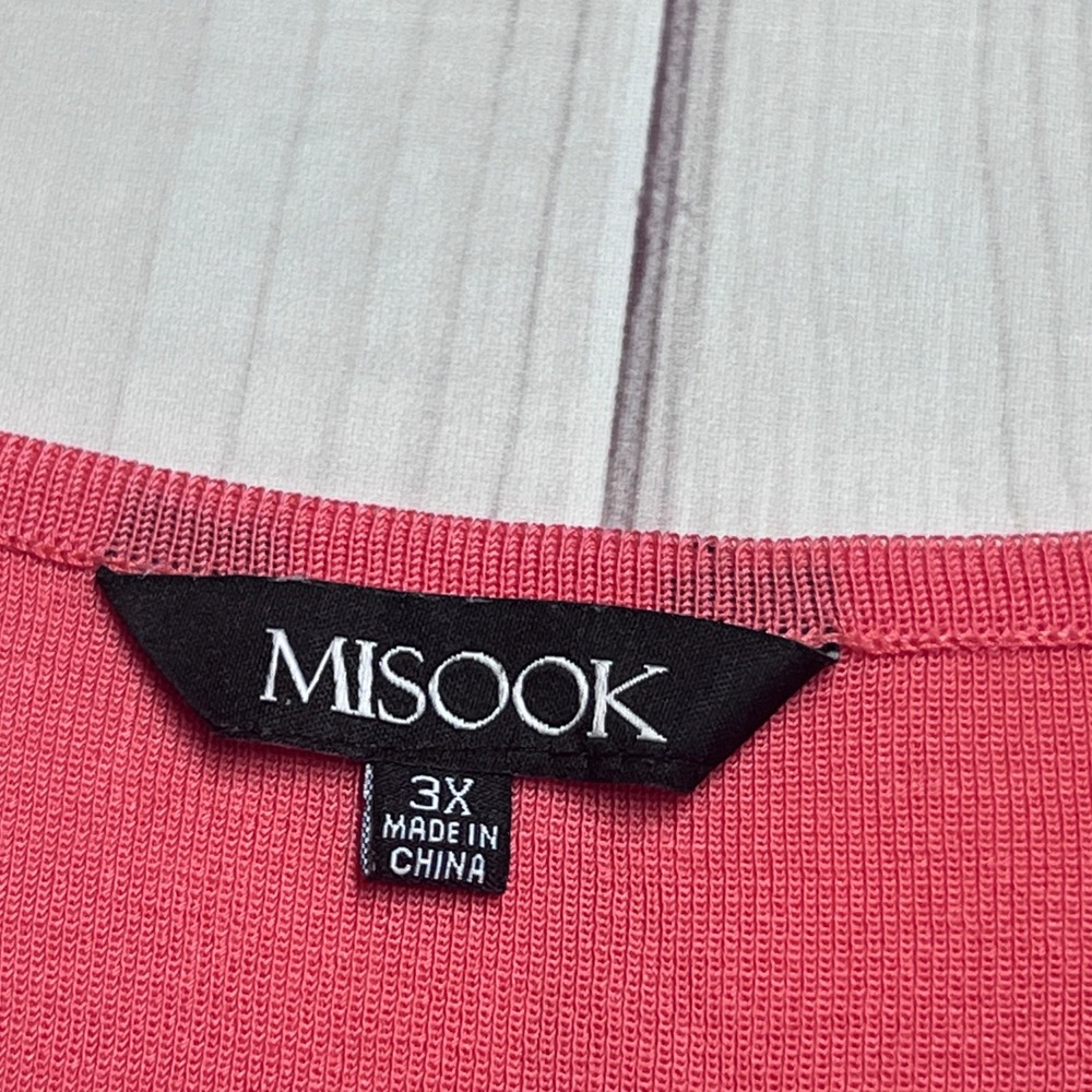 Misook Knit Tank Top Womens 3X Pink Solid Sleeveless Side Slit Blouse Shell - Picture 2 of 10